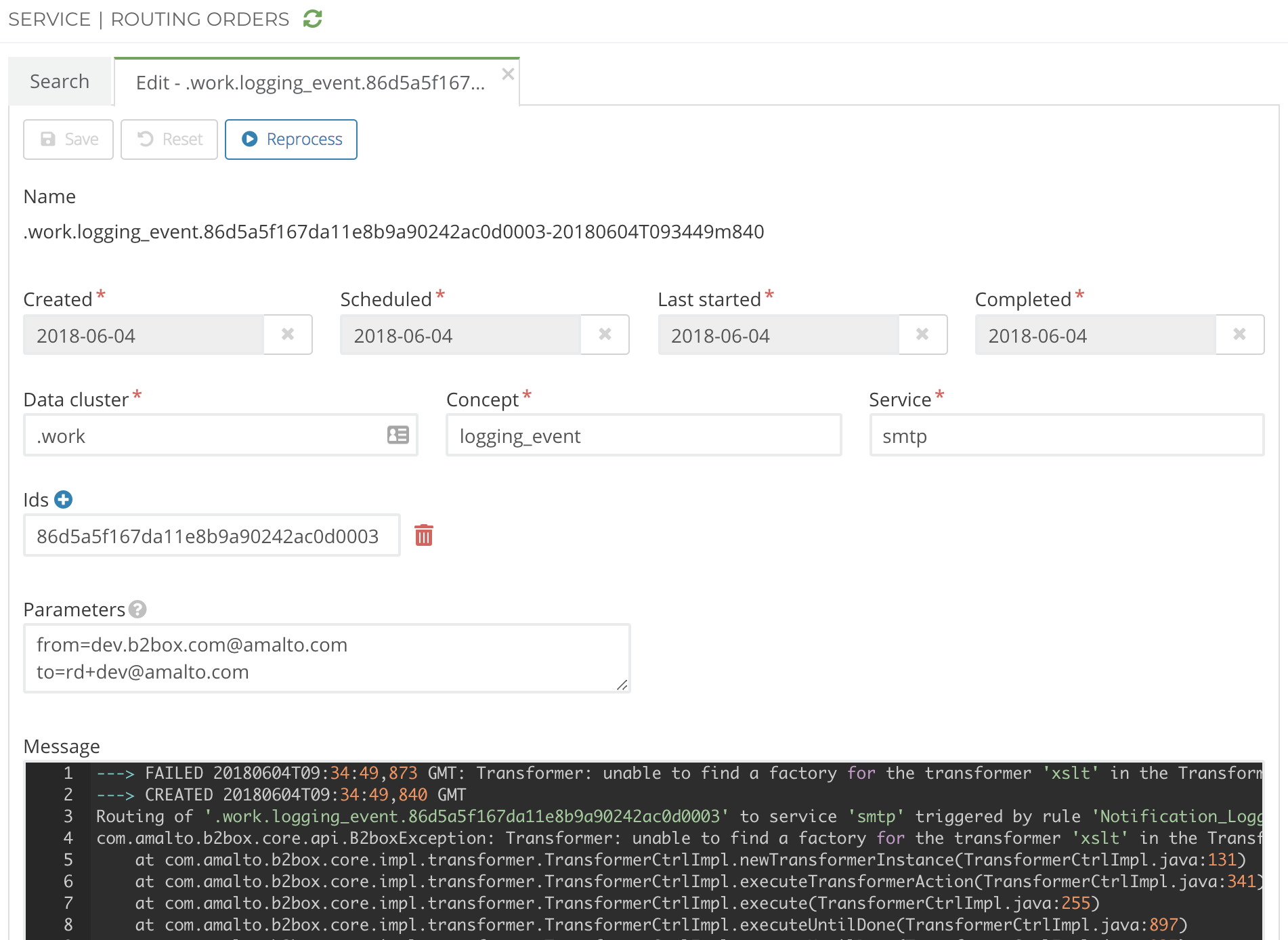 Edit a Routing Order