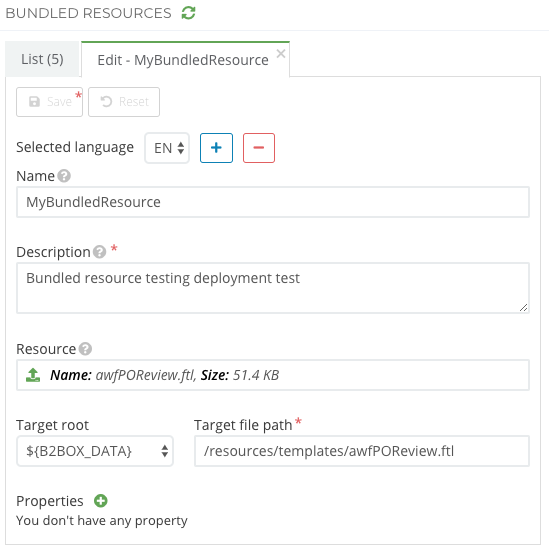 A bundled resources's details