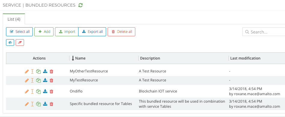 List of available bundled resources