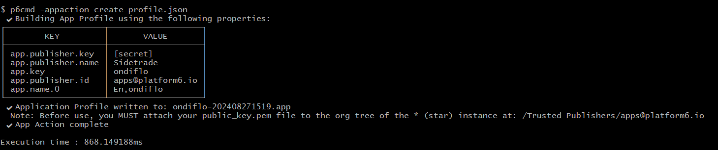 p6cmd appaction create