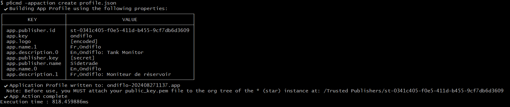 p6cmd appaction create