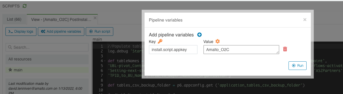 install pipeline variable
