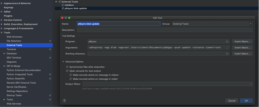 IntelliJ External Tool