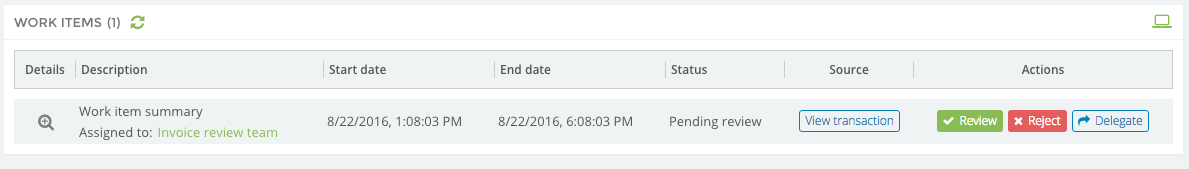 Workflow task display