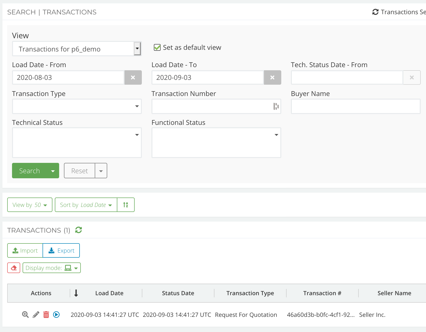 Search for Transactions