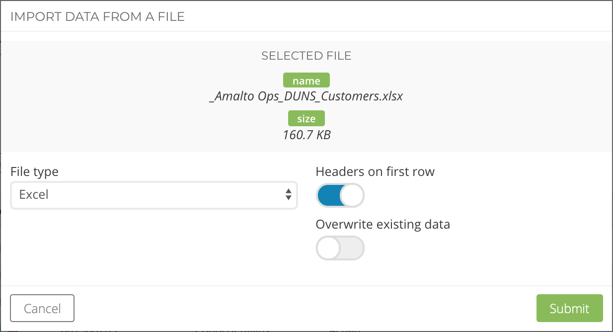Import table data