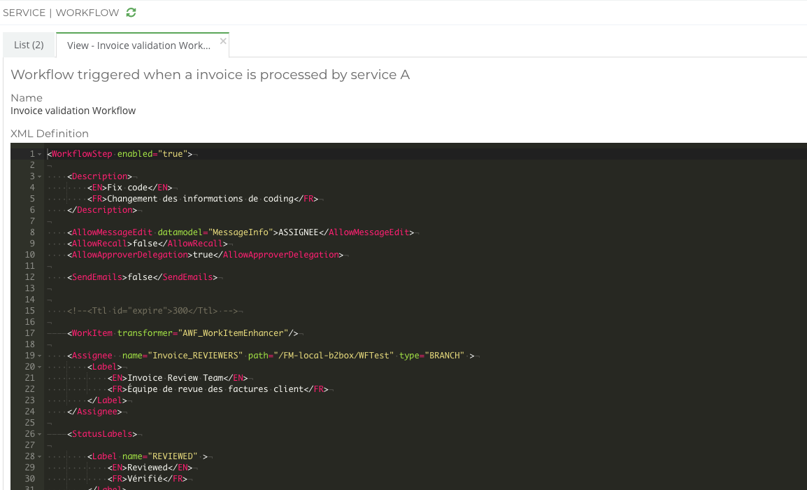 View a workflow step definition