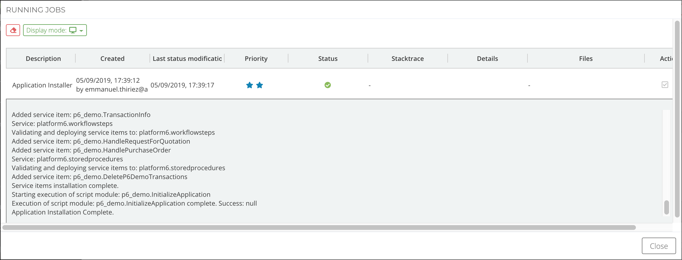 Installed P6 Demo App