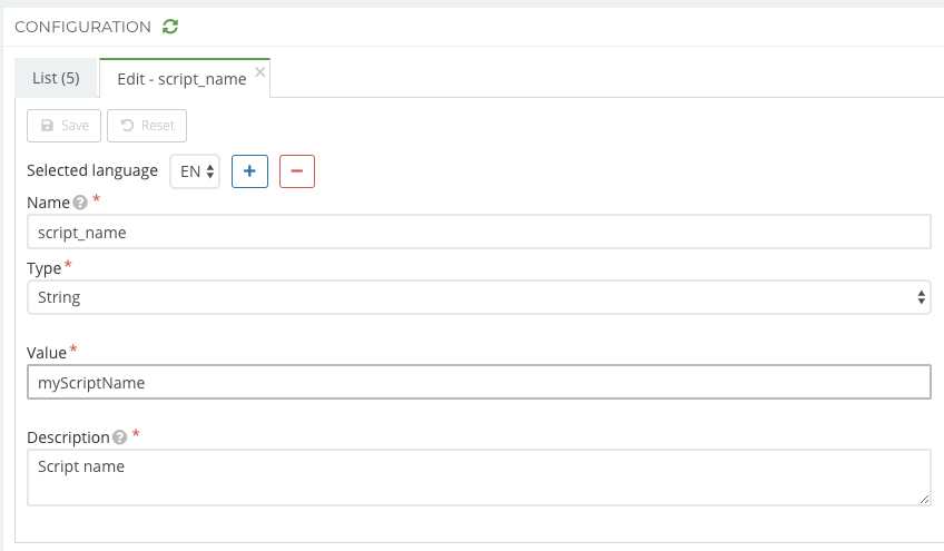 Edit application configuration